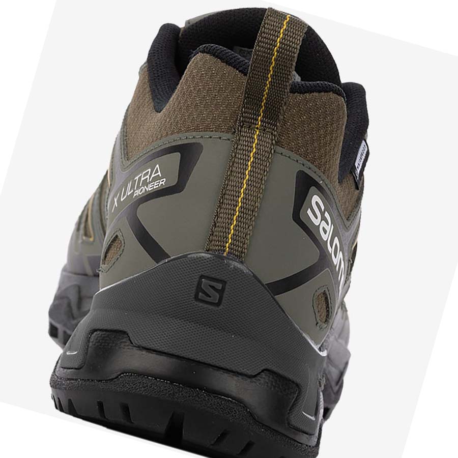 Tenis Senderismo Salomon X ULTRA PIONEER CLIMASALOMON™ WATERPROOF Hombre Verde Oliva Negros | MX 3555JPQ